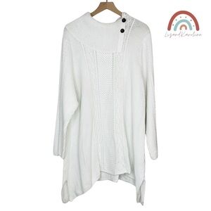 Jeanne Pierre Cable Knit Envelope Button Neck Sweater Plus Size 3X